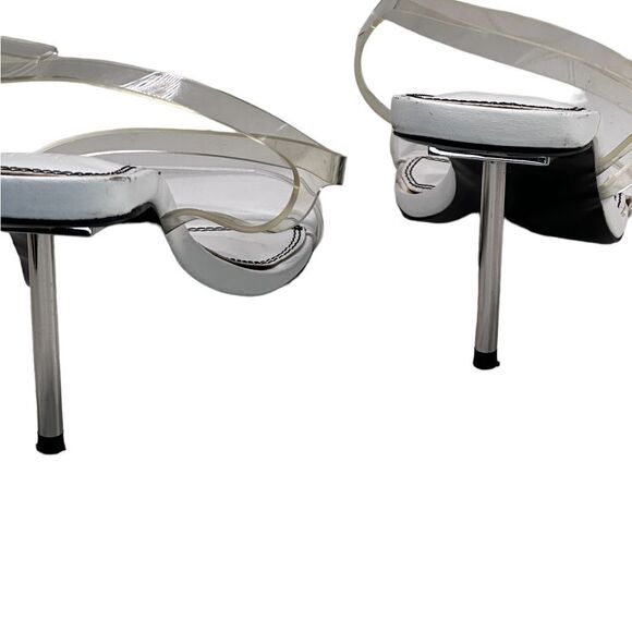 ASOS Design White Square Toe Stilleto Heel Invisible Strap Shoes ,Chrome heels - Picture 8 of 13